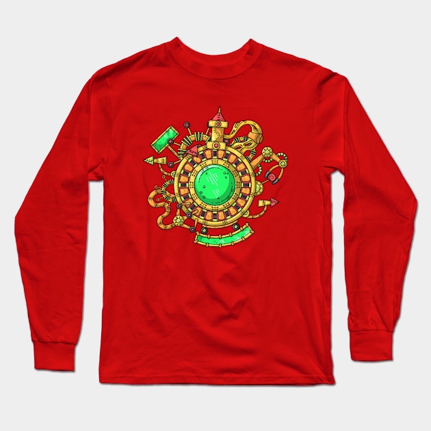 Steampunk Illustration Long Sleeve T-Shirt by Mako Design 